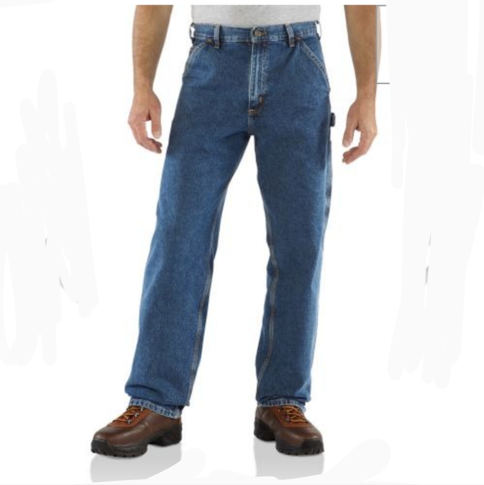 Carhartt Original Fit Dungaree Work Jeans Deepstone Denim  size 44 x 30